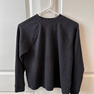 Madewell Women’s Sz. S Button Back Charcoal Crewneck Sweater EUC.